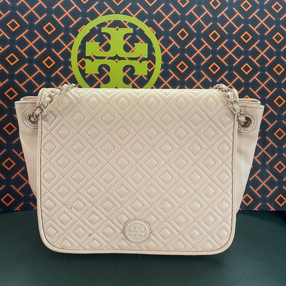 Tory Burch Marion Quilted Small Flap Shoulder Bag 12169712 Pale Apricot - Picture 1 of 9